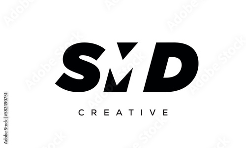 SMD letters negative space logo design. creative typography monogram vector 