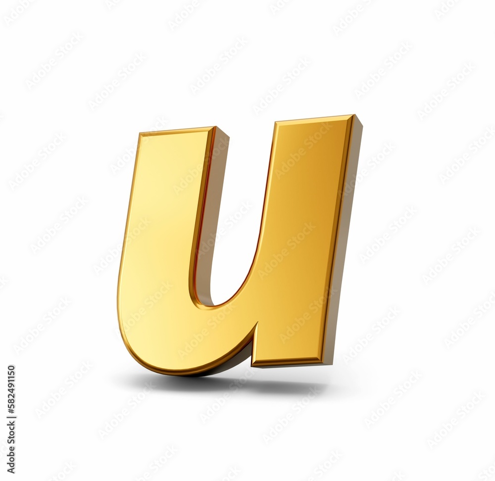 Golden alphabet u on white isolated background 3D Golden small Letters, 3d Illustration Golden alphabet u on white isolated background 3D Golden small Letters, 3d Illustration