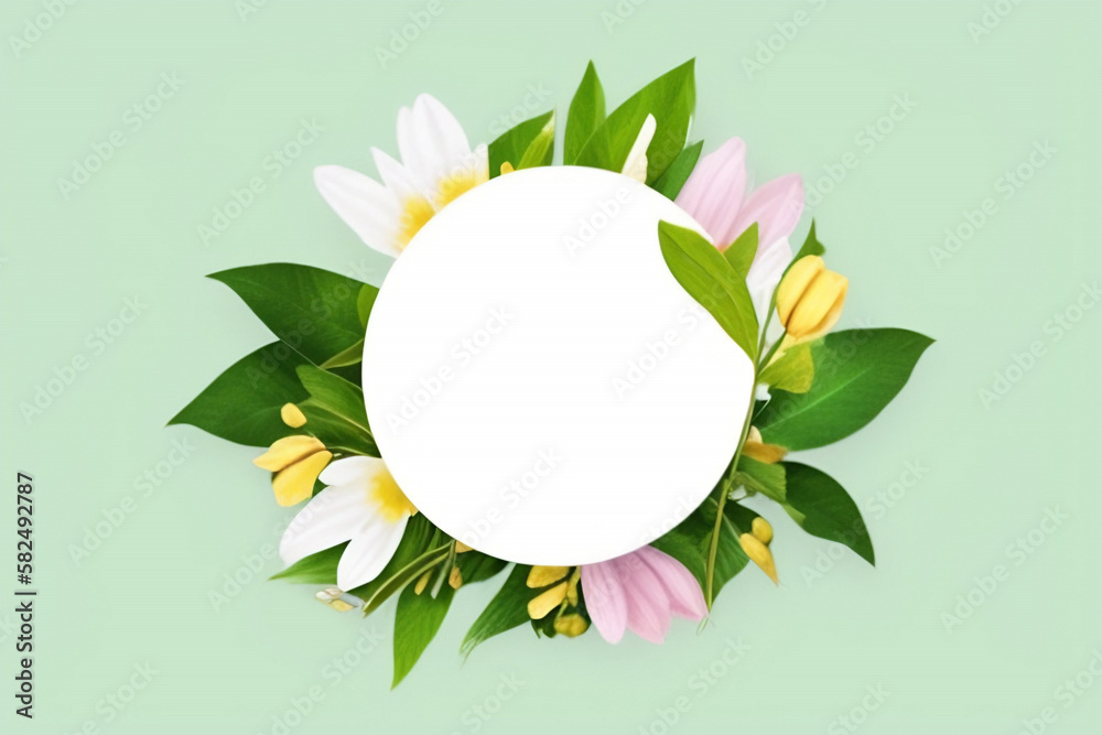 Round decorative element with floral pattern. Generative AI. Round decorative element with floral pattern. Generative AI.