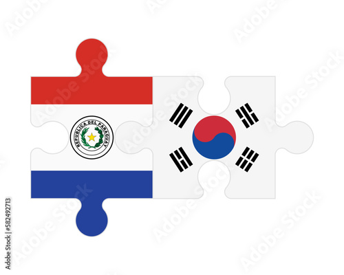 Puzzle of flags of Paraguay and South Korea, vector