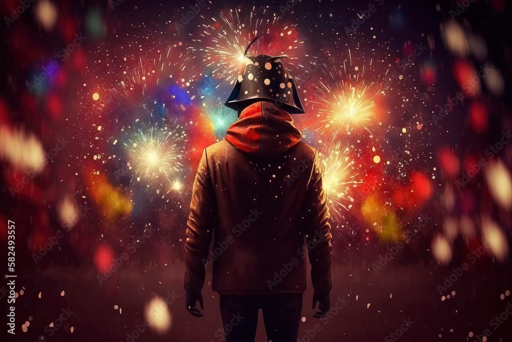 Fireworks in the sky with Full Blast Illustration. Generative AI Fireworks in the sky with Full Blast Illustration. Generative AI