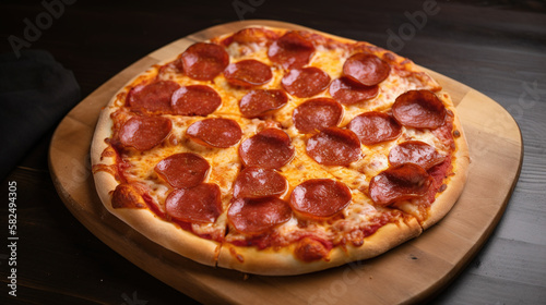 Pepperoni pizza closeup. AI