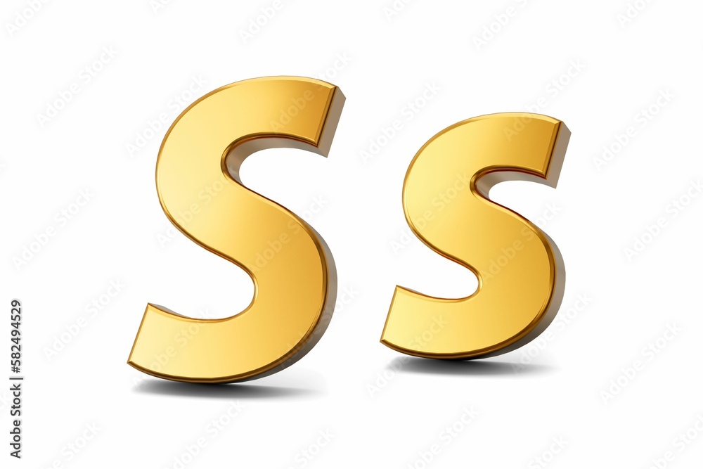 Illustration of the capital and small golden s letters isolated on a white background Illustration of the capital and small golden s letters isolated on a white background