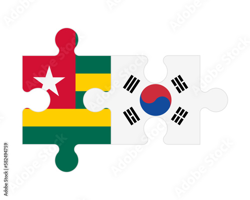 Puzzle of flags of Togo and South Korea, vector