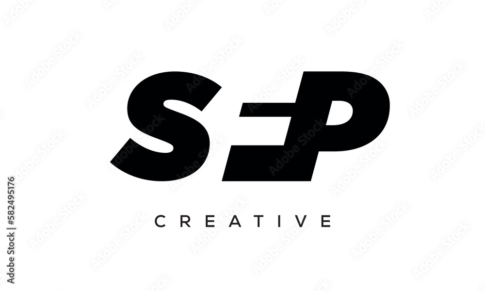 SFP letters negative space logo design. creative typography monogram vector SFP letters negative space logo design. creative typography monogram vector