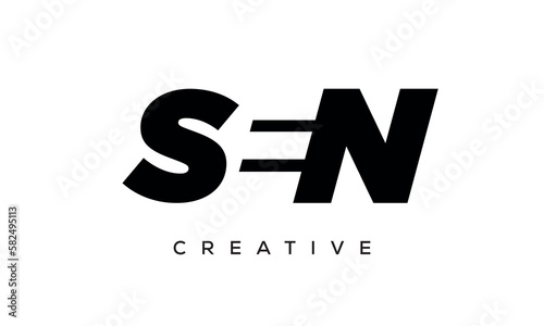 SEN letters negative space logo design. creative typography monogram vector	