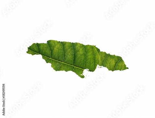 Jamaica map made of green leaves isolated on a white background - ecology concept
