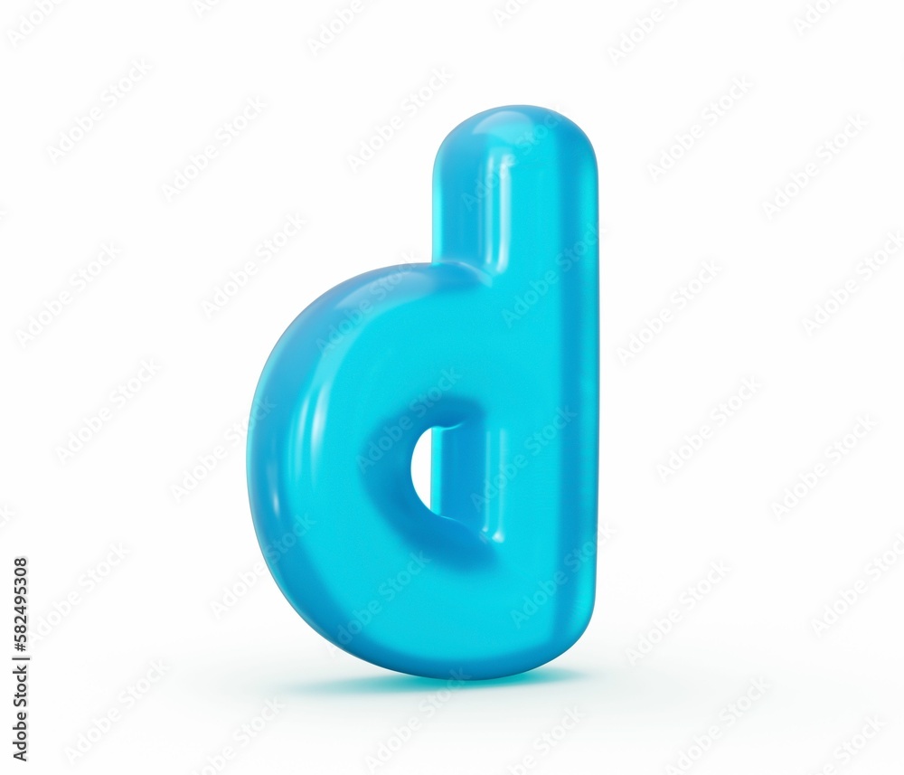 Small letter d in a blue jelly style isolated on a white background Small letter d in a blue jelly style isolated on a white background