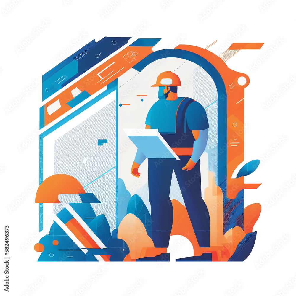 Architect Creating blueprints in colorful ui ux style with Generative AI Architect Creating blueprints in colorful ui ux style with Generative AI