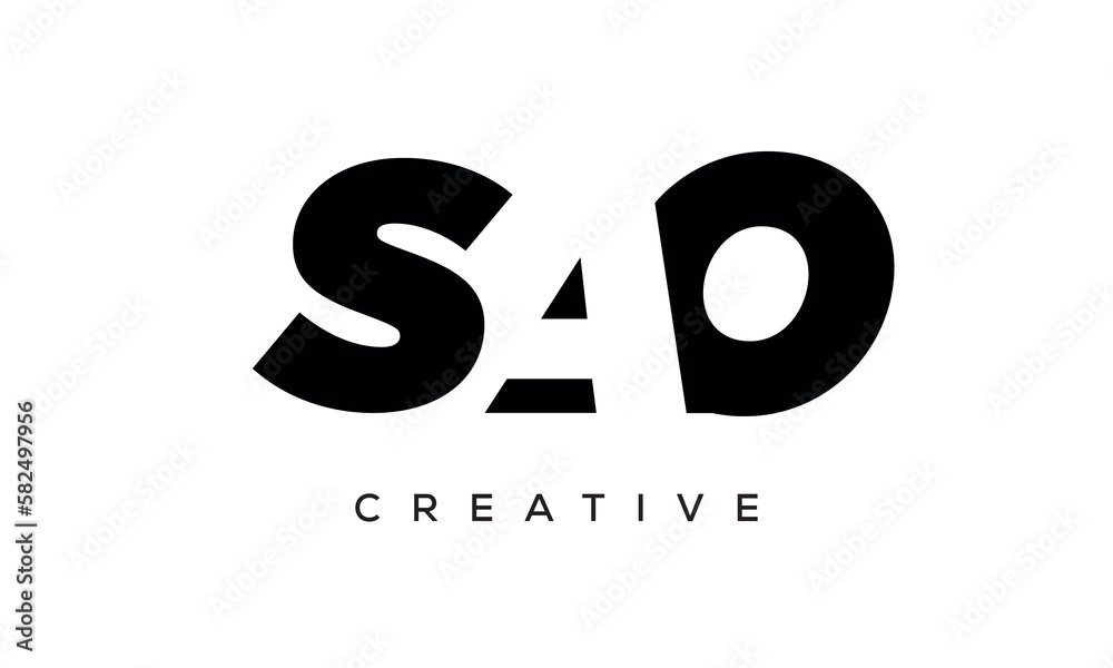 SAO letters negative space logo design. creative typography monogram vector	