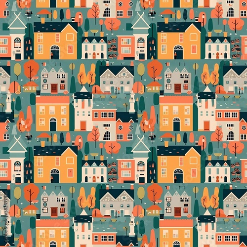 seamless pattern background with house buildings
