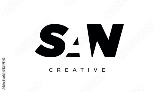 SAN letters negative space logo design. creative typography monogram vector 