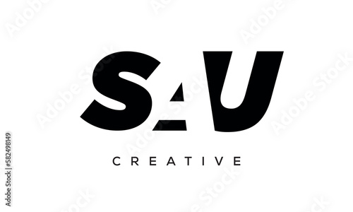 SAU letters negative space logo design. creative typography monogram vector 