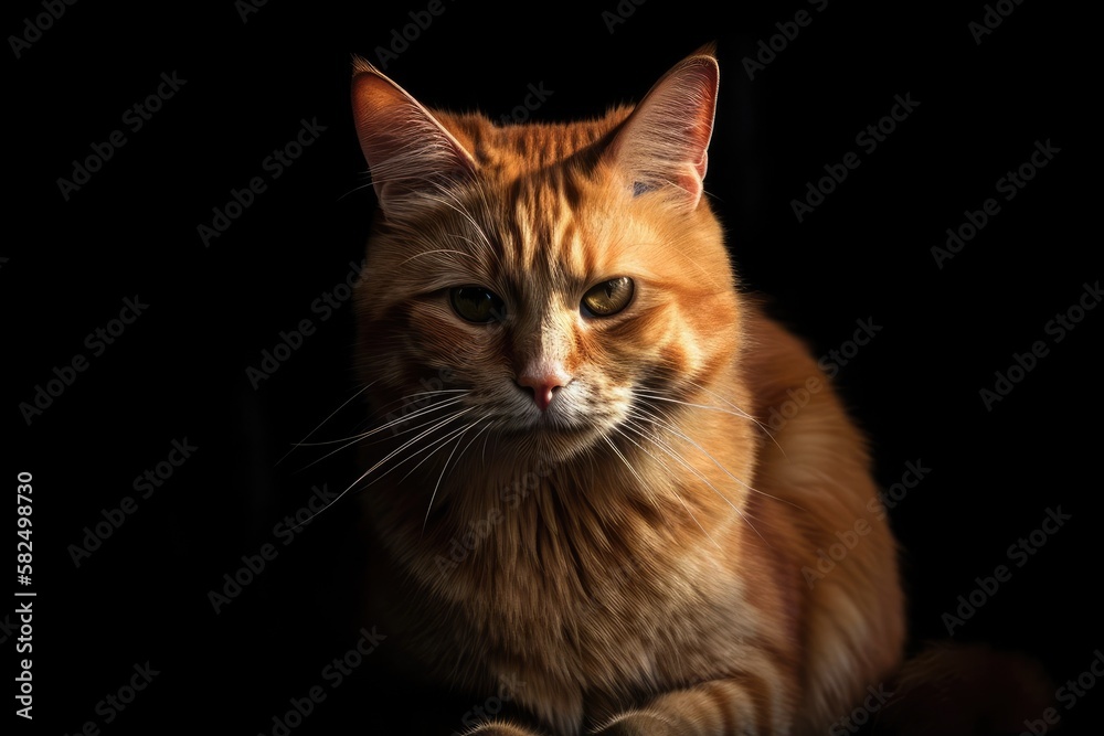 Gorgeous orange cat against a background. Generative AI
