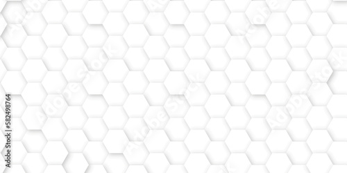 Abstract background with hexagons and geometric pattern in honeycombs design in illustration . Modern and seamless pattern in design with hexagonal molecular structures in technology background © Sajjad