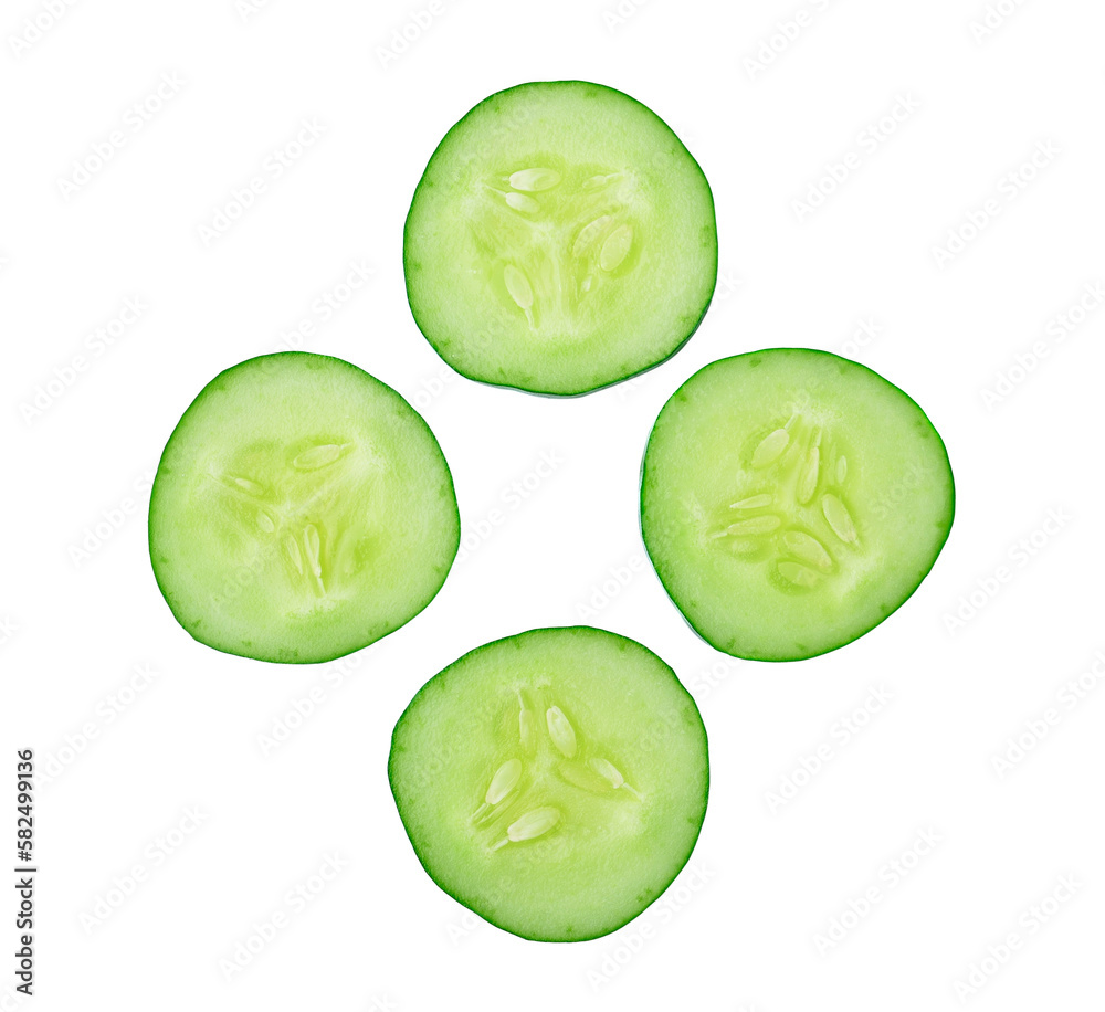 Fresh slice cucumber on transparent png