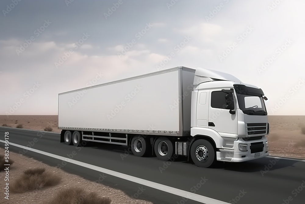 Big truck with empty space for graphic design, image created by generative ai Big truck with empty space for graphic design, image created by generative ai