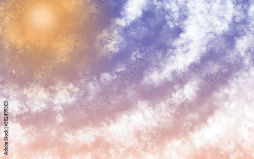 夕空と雲と太陽の輝き03　広がる雲
