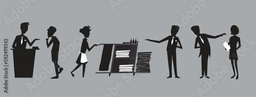Silhouette of People Hotel Worker Stylish Editable Vector 