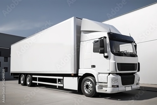 Big truck with empty space for graphic design, image created by generative ai