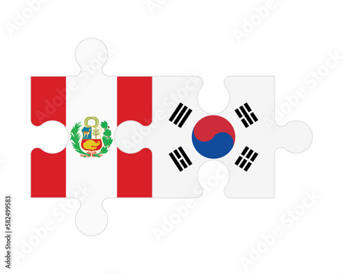 Puzzle of flags of Peru and South Korea, vector