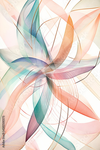 Starfish Shaped Line Art Combined With Abstract Watercolors Generative AI Digital Illustration Part#180223