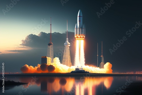 Rocket launch, rocket to space  photo