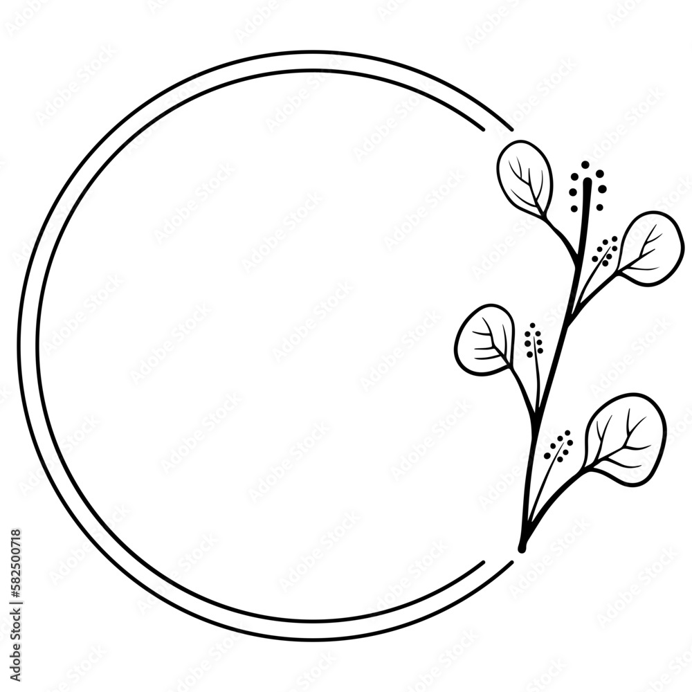 floral art circle frame