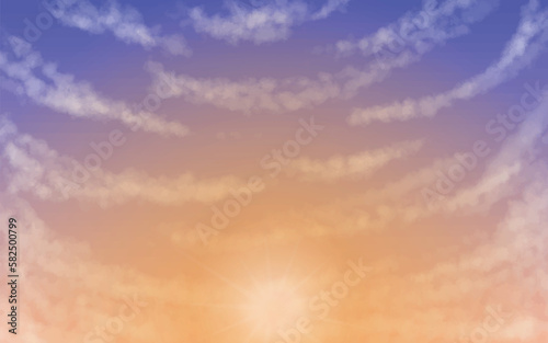 夕空と雲と太陽の輝き08　広がる雲