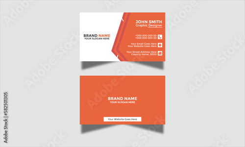 Modern Corporate and Creative Business Card Design Template Double-Sided Horizontal Name Card Simple and Clean Orange and White Visiting Card Vector Illustration Colorful Gradient Business Card