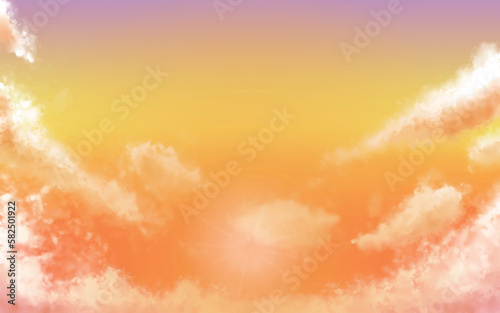 夕空と雲と太陽の輝き09　広がる雲