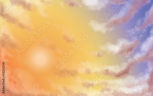 夕空と雲と太陽の輝き11　広がる雲