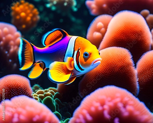 Foto pez entre arrecifes