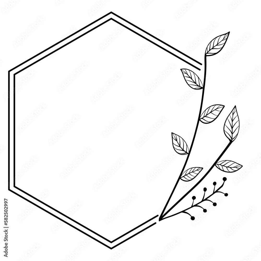 Fototapeta premium floral art hexagon frame