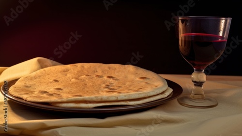 A Commemorative Meal: An Image of Unleavened Bread and Wine - Christian Symbols 