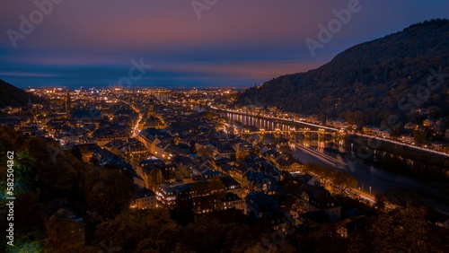 Beautiful Heidelberg in Germany by night