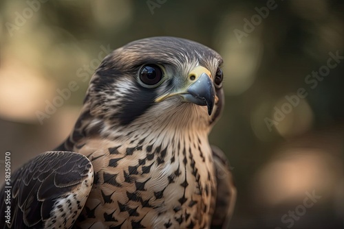 Young falcon bird portrait. Generative AI