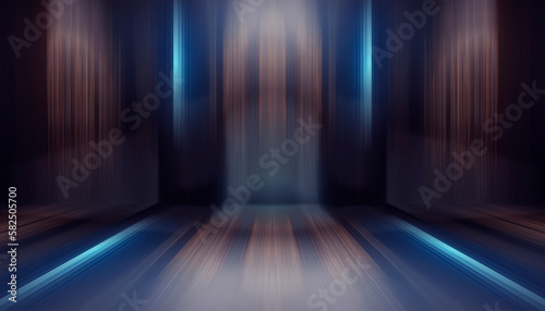 Futuristic neon background, empty stage, shadow. 3D illustration © MiaStendal