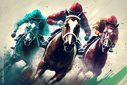 Tablou canvas horse racing background