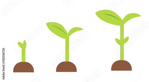 Growing sprout vector icons set