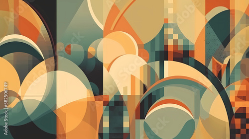 background with geometric shapes and muted colors. digital art illustration. generative AI. photo