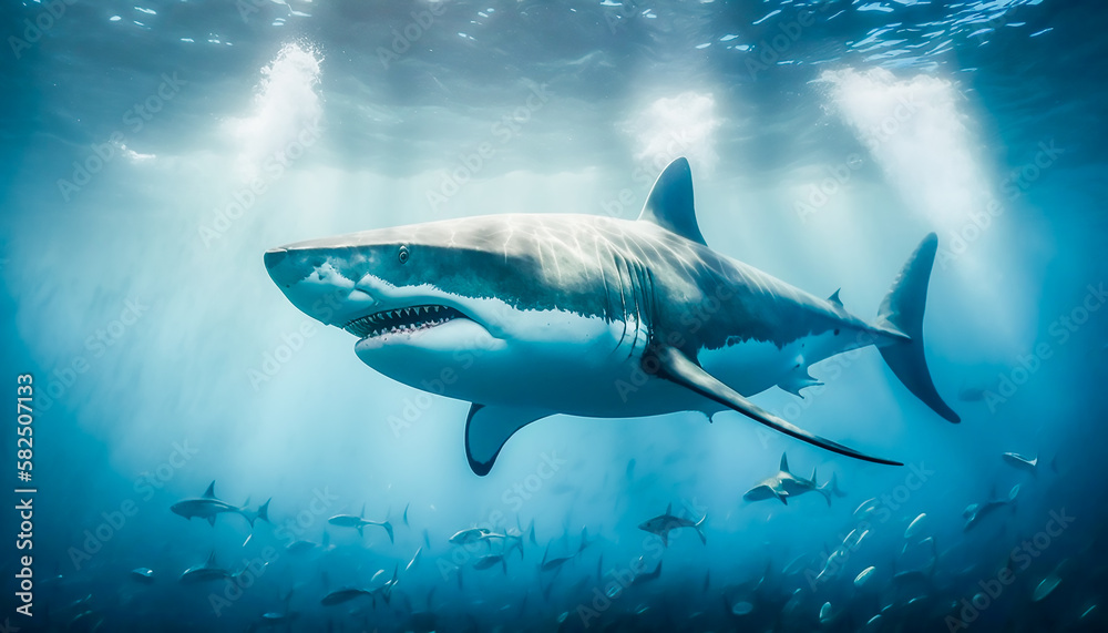 white shark swimming in the ocean, Generative AI white shark swimming in the ocean, Generative AI