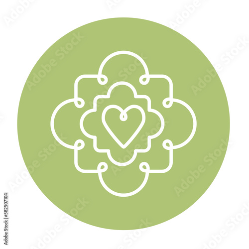 png image of yoga mantra icon in white lines with green background