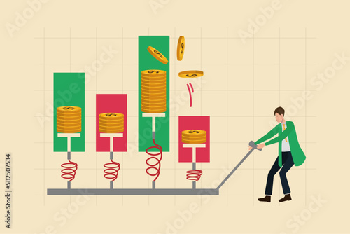 Stock trading, investing profit to other of sections business, businessman increasing account by controlling capital leverage