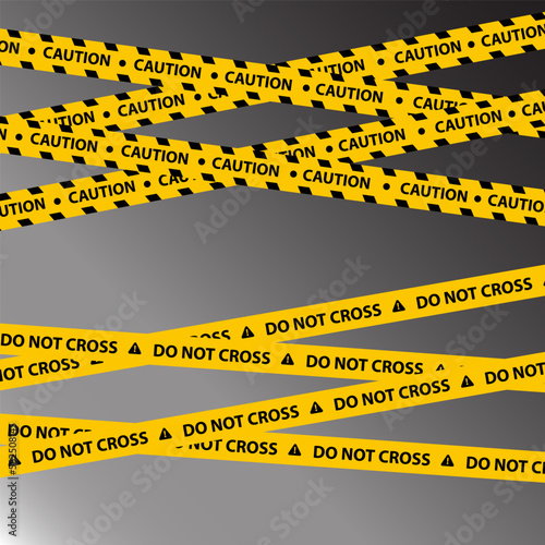 Caution line, yellow danger and caution ribbons for crime scenes