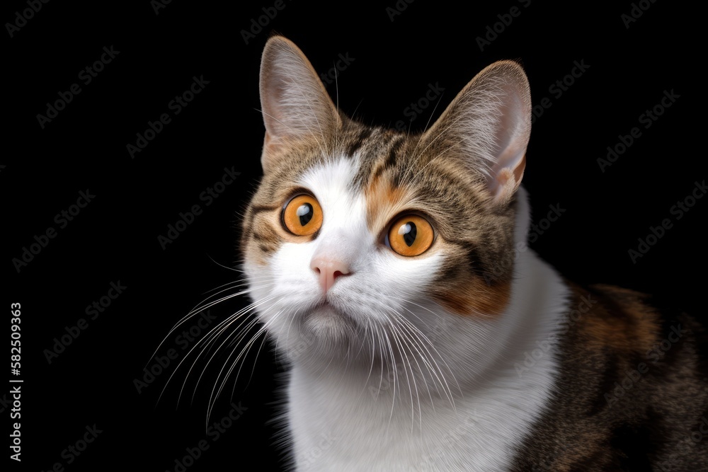 a picture of a juvenile brown and white shorthair cat. Generative AI