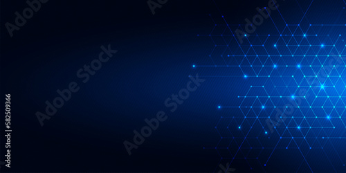 Abstract technology background and design element with hexagons pattern and geometric shapes. Creative vector illustration