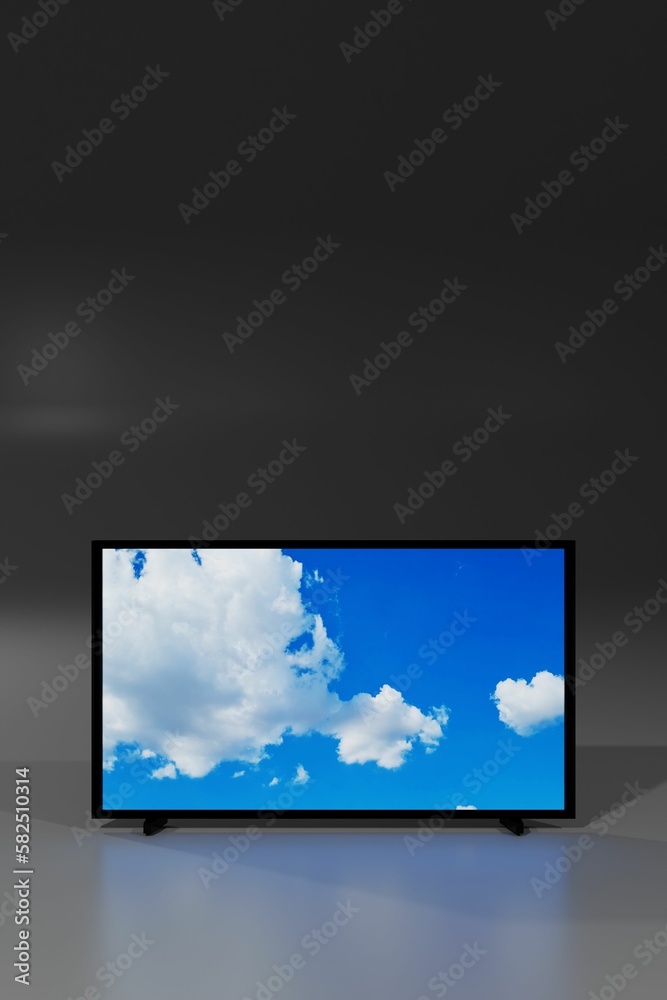 Fototapeta premium TV monitor with the cloudy sky