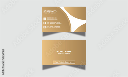Simple and Clean Golden and Dark Golden Visiting Card Vector Illustration Colorful Gradient Business Card Modern Corporate and Creative Business Card Design Template Double-Sided Horizontal Name Card 