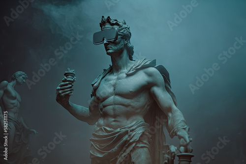 Statue in VR glasses